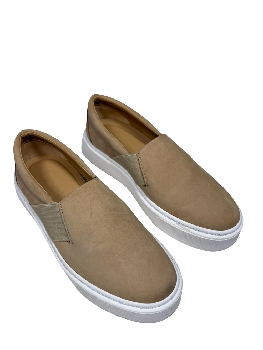 M.Gemi The Luciana EU37 US 7 Beige Nubuck Slip On Platform Sneakers Quiet Luxury